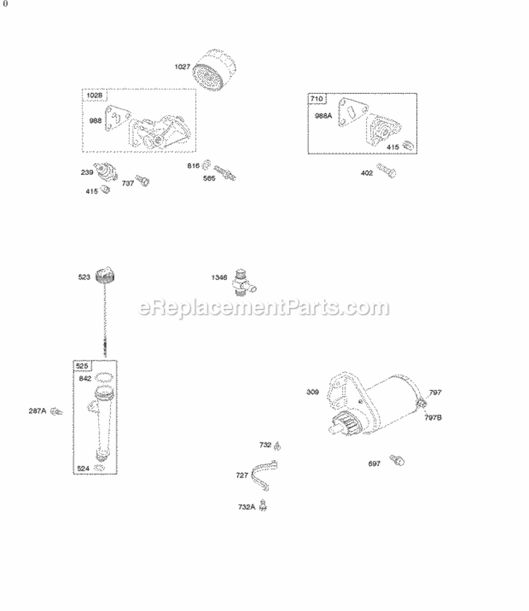 Lubrication Electric Starter Diagram and Parts List for 295772-0112-E1  Briggs and Stratton Engine